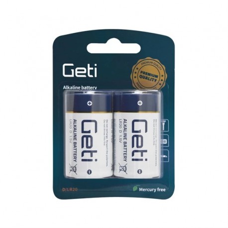 Geti LR20 D-cell 1.5V Alkaline batterijen set van 2