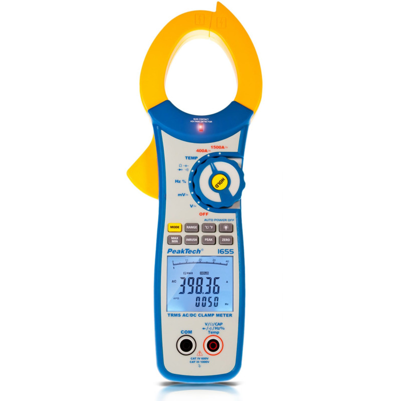PeakTech 1655 Digitale AC/DC Stroomtang 1500A PeakTech 1655 Digitale AC/DC Stroomtang 1500A