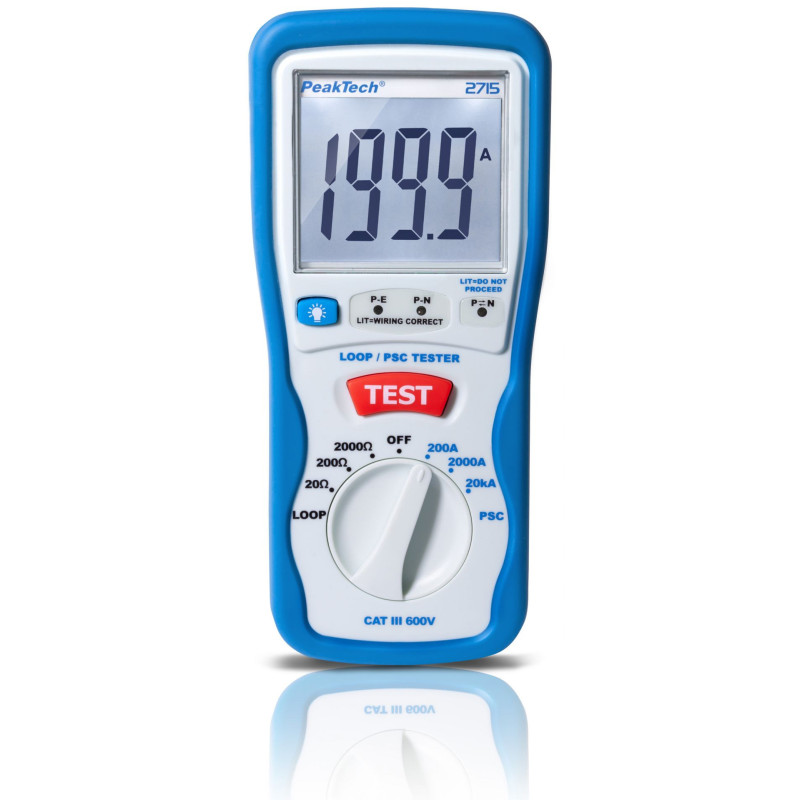 PeakTech 2715 Digitale lusimpedantietester & kortsluitstroomtester (LOOP/PSC)