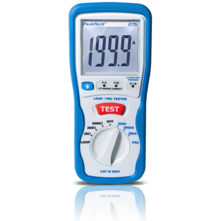 PeakTech 2715 Digitale lusimpedantietester & kortsluitstroomtester (LOOP/PSC)