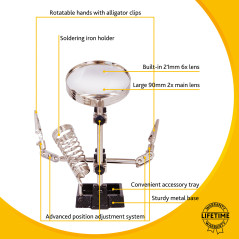 Levenhuk ZF17 Derde hand met vergrootglas en soldeerbouthouder