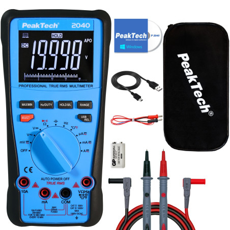 PeakTech 2040 Digitale multimeter met USB-interface | Soldeerbout-shop.nl