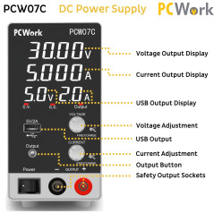 PCWork PCW07C Laboratoriumvoeding 0-30VDC & 0-5A |  Soldeerbout-shop.nl