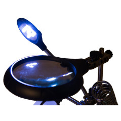 Levenhuk Zeno Desk D11 Derde hand met vergrootglas en soldeerboutstandaard | Soldeerbout-shop.nl