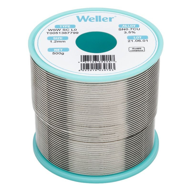 Weller WSW SC L0 soldeertin 1,2mm 500gram loodvrij Weller WSW SC L0 soldeertin 1,2mm 500gram loodvrij
