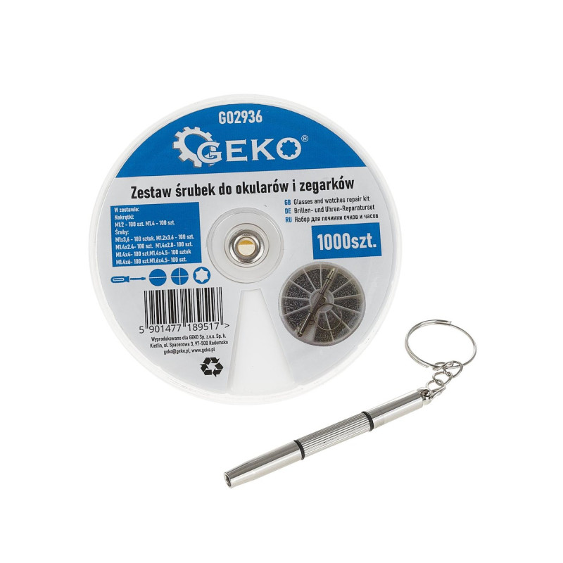 GEKO G02936 Brillen en horloge reparatie schroevenset 1000-delig GEKO G02936 Brillen en horloge reparatie schroevenset 1000-delig