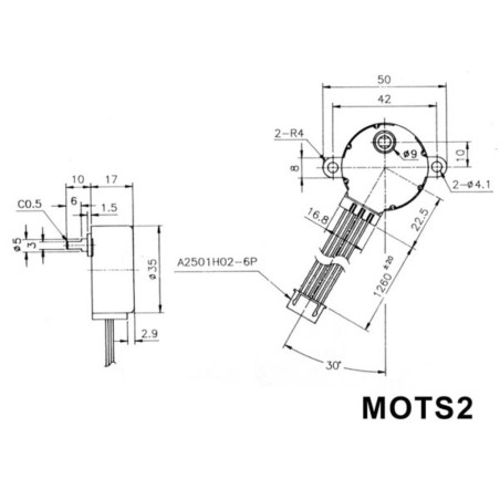 Velleman MOTS2 Stappenmotor 85 stappen 12VDC