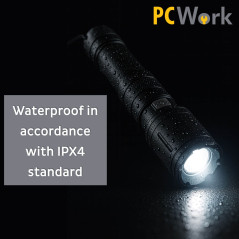 PCWork PCW12H LED zaklamp met accu en zoom 650lumen | Soldeerbout-shop.nl