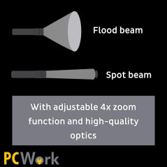 PCWork PCW12H LED zaklamp met accu en zoom 650lumen | Soldeerbout-shop.nl