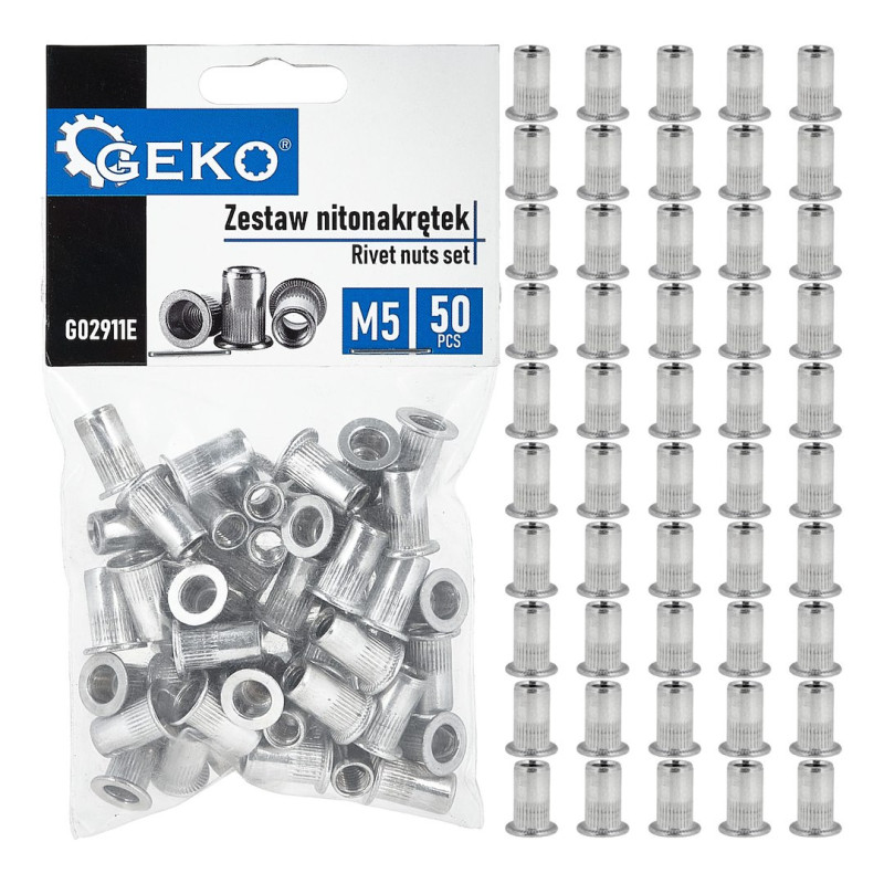 GEKO G02911E Blindklinkmoeren M5 aluminium (50 stuks) GEKO G02911E Blindklinkmoeren M5 aluminium (50 stuks)