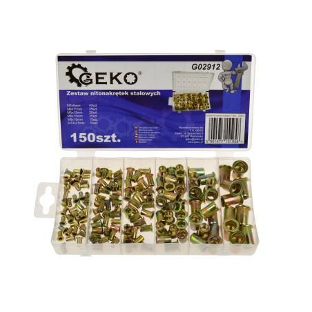 GEKO G02912 Blindklinkmoerenset M3 t/m M10 staal (150 stuks) | Soldeerbout-shop.nl