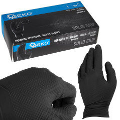 GEKO G75200-L Nitril Solid Grip handschoenen ongepoederd L zwart (50 stuks) | Soldeerbout-shop.nl