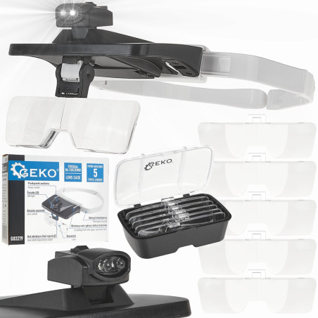 GEKO G03219 Vergrootglas met hoofdband en verlichting | Soldeerbout-shop.nl