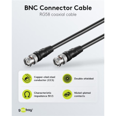 Goobay 50272 RG58 BNC-kabel 50 Ohm 100cm