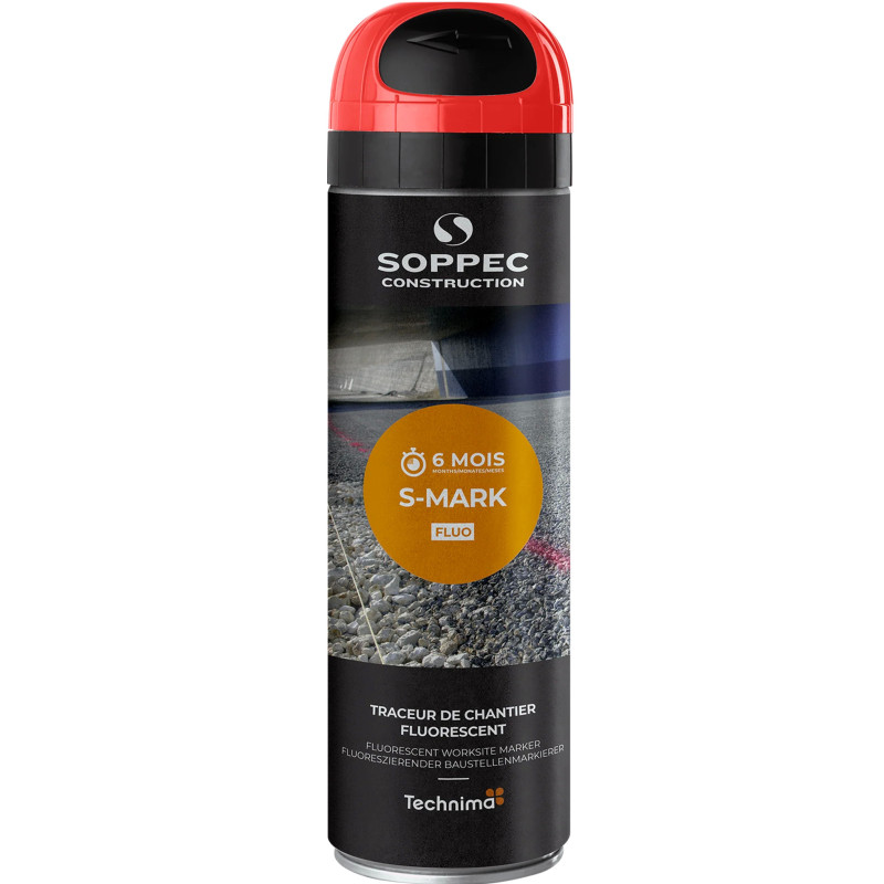 SOPPEC S-Mark markeerverf spuitbus 500ml rood SOPPEC S-Mark markeerverf spuitbus 500ml rood