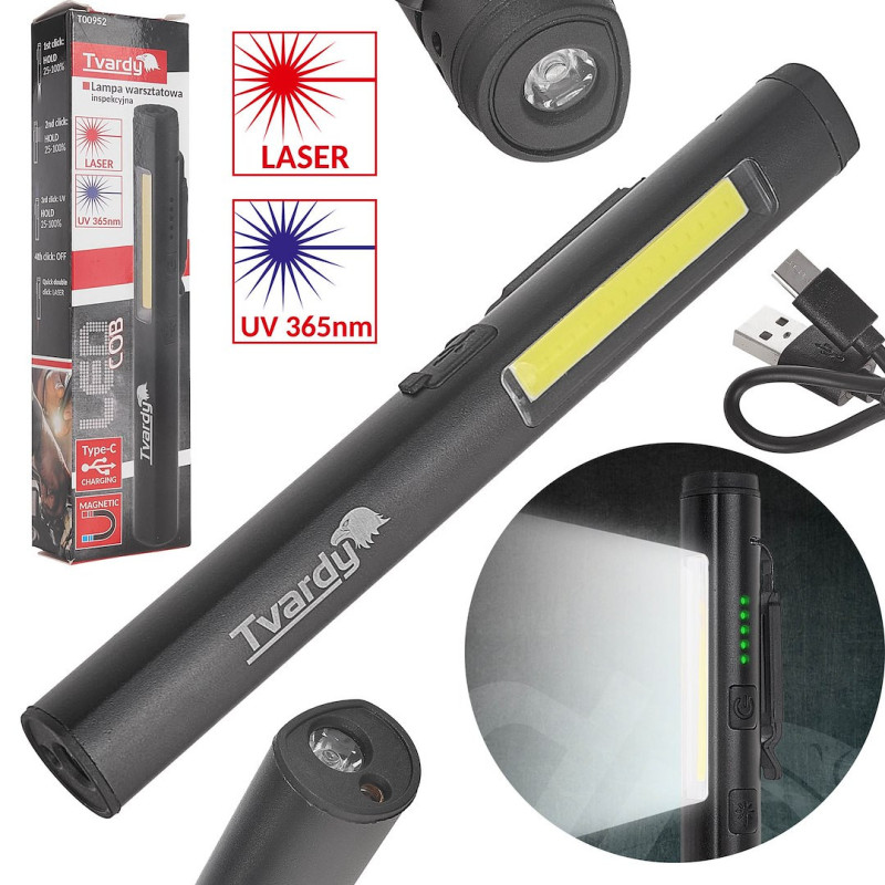 Tvardy T00952 LED zaklamp met UV en laser