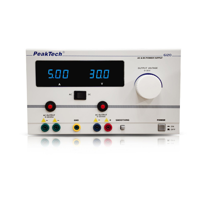 PeakTech 6120 Laboratoriumvoeding 0-30V & 0-5A AC/DC PeakTech 6120 Laboratoriumvoeding 0-30V & 0-5A AC/DC