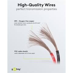 Goobay 15089 2x0.50mm rood/zwart luidsprekerkabel 10m | Soldeerbout-shop.nl