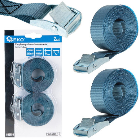 GEKO G03950 Spanband met gesp 25mm x 3m 500kg (2 stuks)