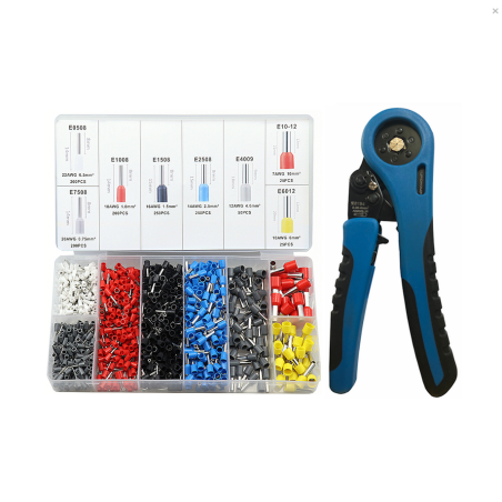 Eurokomp E6223 Adereindhulstang met adereindhulzenset 0,5mm² tot 10mm² (1200 stuks) | Soldeerbout-shop.nl